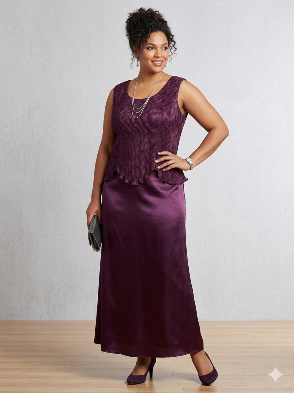 Patra Deep Plum Satin Dress